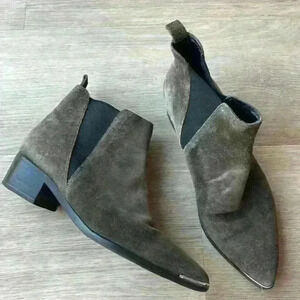 Marc Fisher Gray brown suede Chelsea heeled bootie size 6
